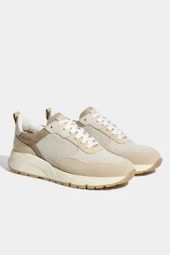 Baskets running beiges et blanches - Made in Italy