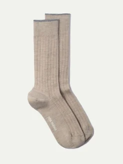Beige - Chaussettes courtes en laine ultra-résistante - Made in Italy