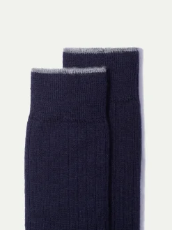 Bleu - Chaussettes courtes en laine ultra-résistante - Made in Italy