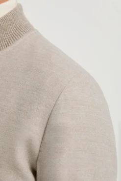 Blouson aviateur beige en flanelle de laine Super 180's – Made in Italy