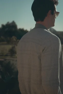 Blouson bomber gris clair Prince de Galles – Made in Italy