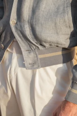Blouson bomber réversible Gris clair et beige – Made in Italy