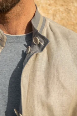 Blouson bomber réversible Gris clair et beige – Made in Italy