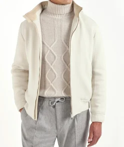 Bomber à capuche Blanc cassé - Made in Italy