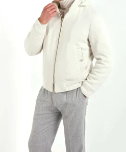 Bomber à capuche Blanc cassé - Made in Italy