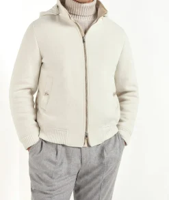 Bomber à capuche Blanc cassé - Made in Italy