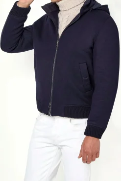 Bomber à capuche bleu - Made in Italy