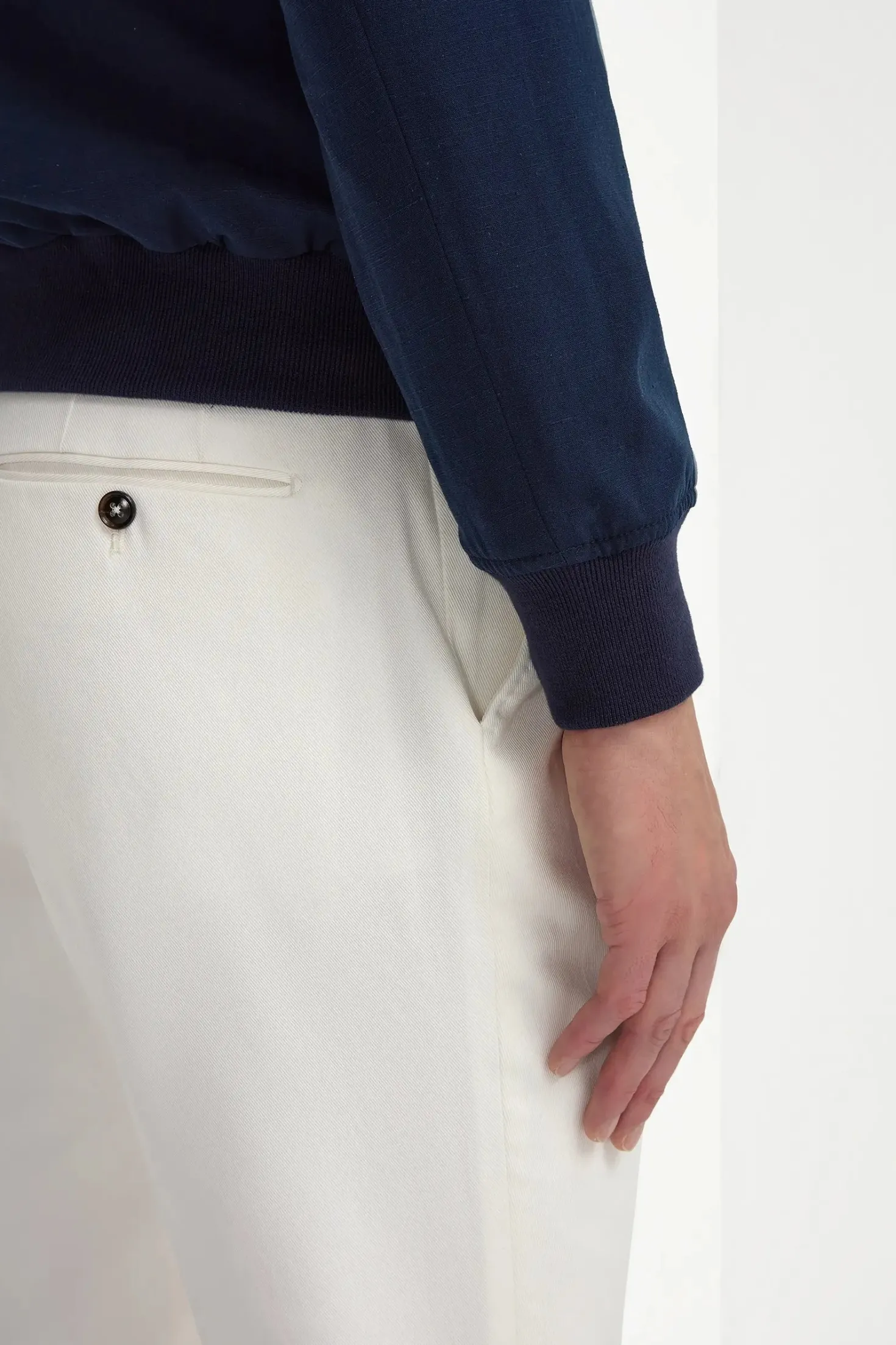Bomber en coton et soie bleu - Made in Italy