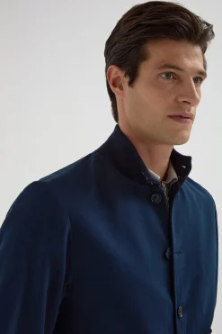 Bomber en coton et soie bleu - Made in Italy