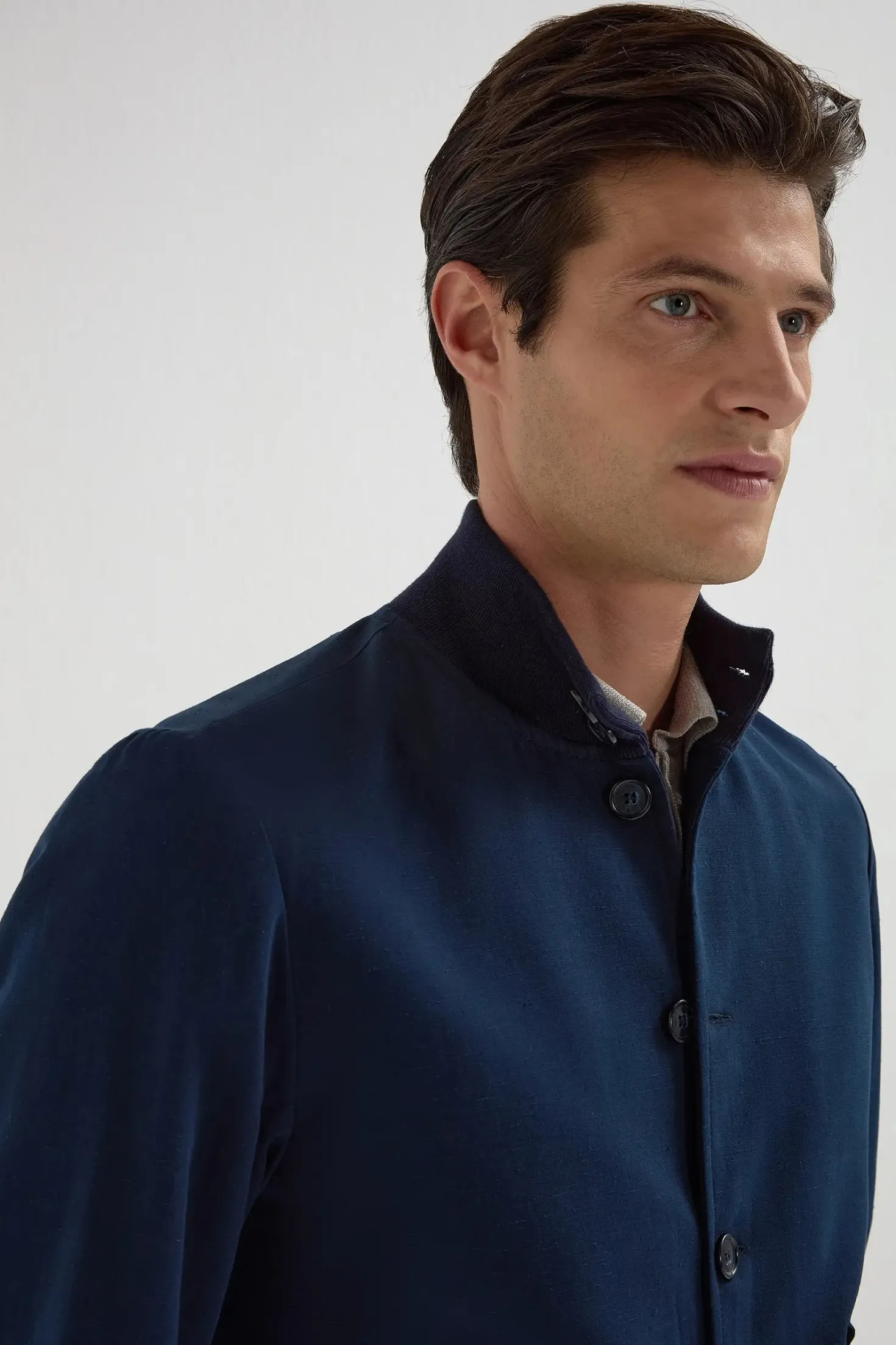 Bomber en coton et soie bleu - Made in Italy