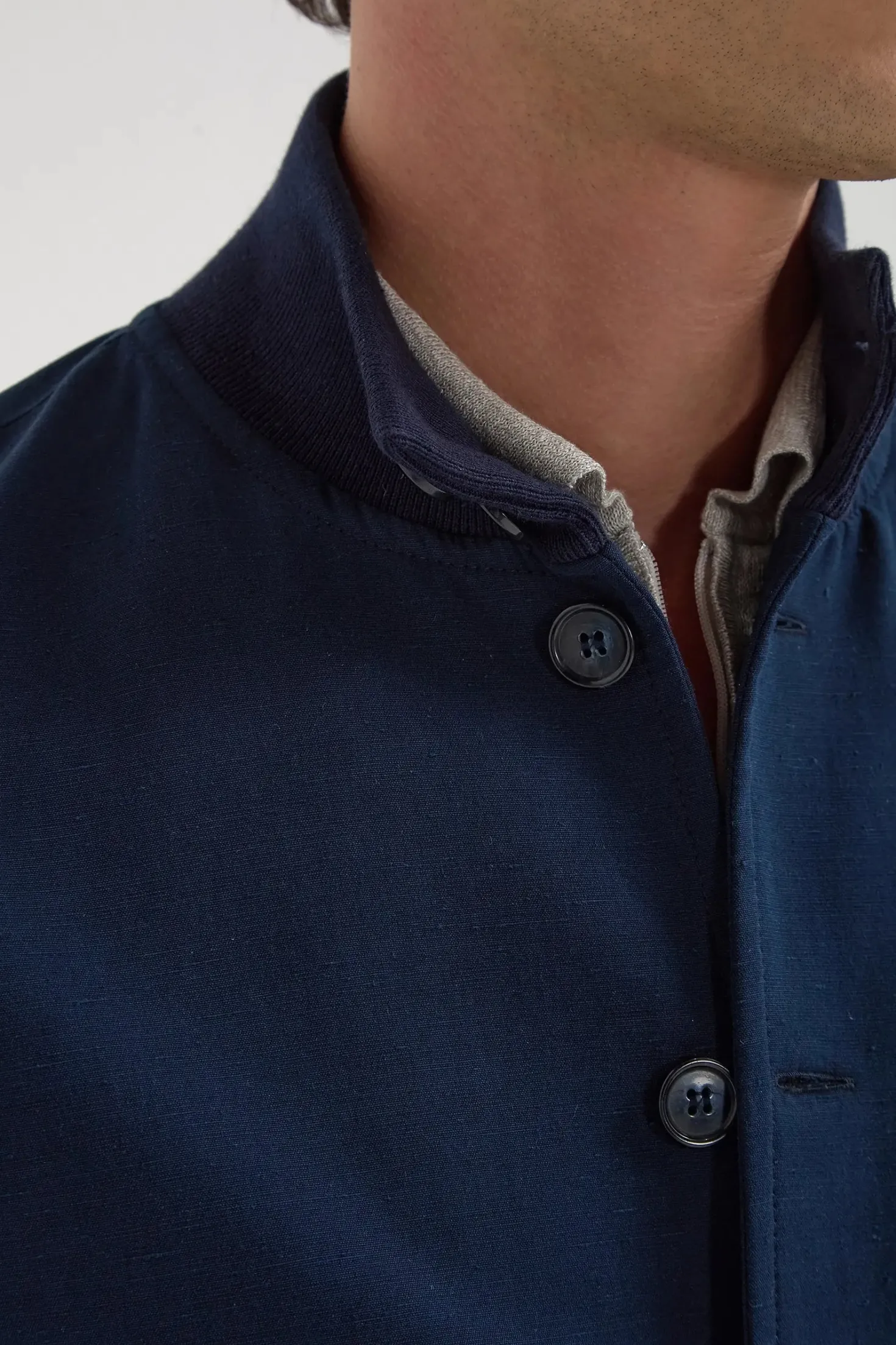 Bomber en coton et soie bleu - Made in Italy
