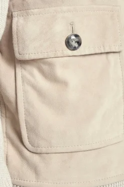 Bomber en daim et maille beige - Made in Italy