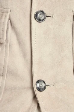 Bomber en daim et maille beige - Made in Italy