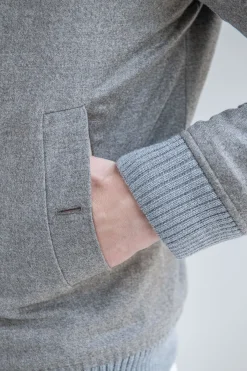 Bomber en duvet taupe en laine et cachemire – Made in Italy