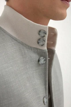 Bomber en laine, soie et lin Sauge - Made in Italy