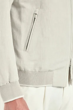 Bomber en lin et coton sable - Made in Italy