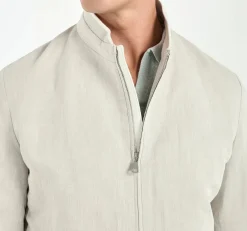 Bomber en lin et coton sable - Made in Italy