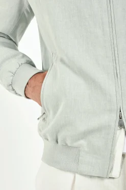 Bomber en lin et coton sauge clair - Made in Italy