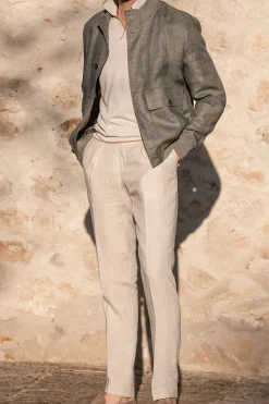 Bomber en lin Sauge – Made in Italy