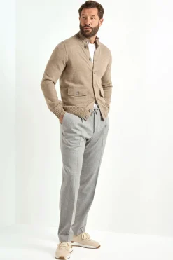 Bomber en maille de cachemire taupe – Made in Italy