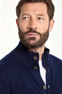 Bomber en maille de cachemire bleu – Made in Italy