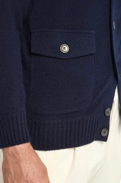Bomber en maille de cachemire bleu – Made in Italy