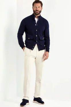 Bomber en maille de cachemire bleu – Made in Italy