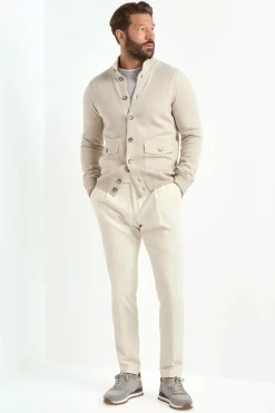 Bomber en maille de cachemire Stone – Made in Italy