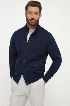 Bomber en maille de coton bleu – Made in Italy