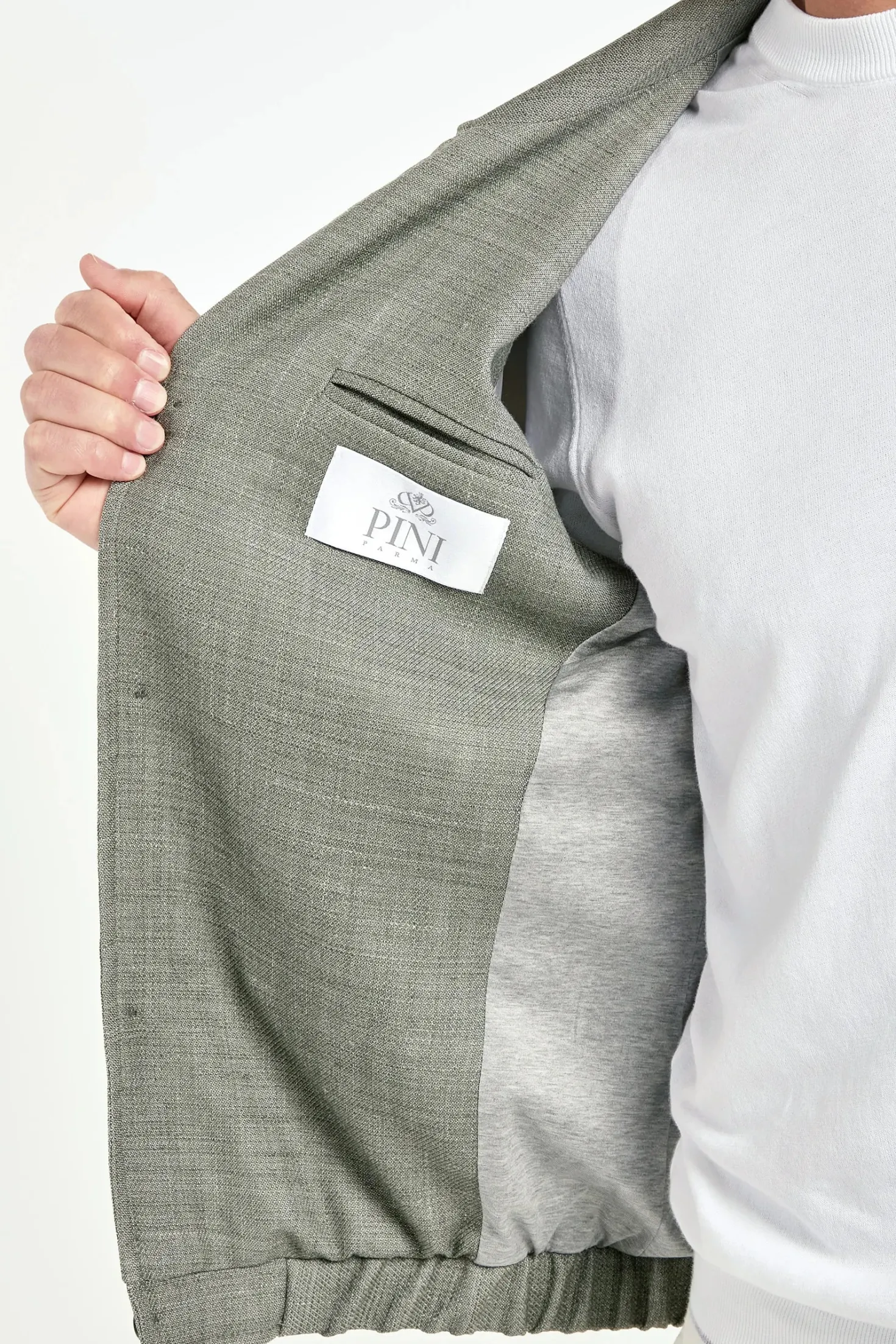 Bomber en mélange de lin Sauge - Made in Italy