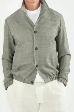 Bomber en mélange de lin Sauge - Made in Italy