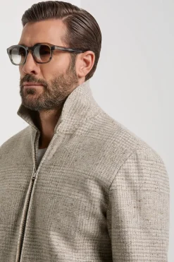 Bomber grège Prince de Galles - Made in Italy