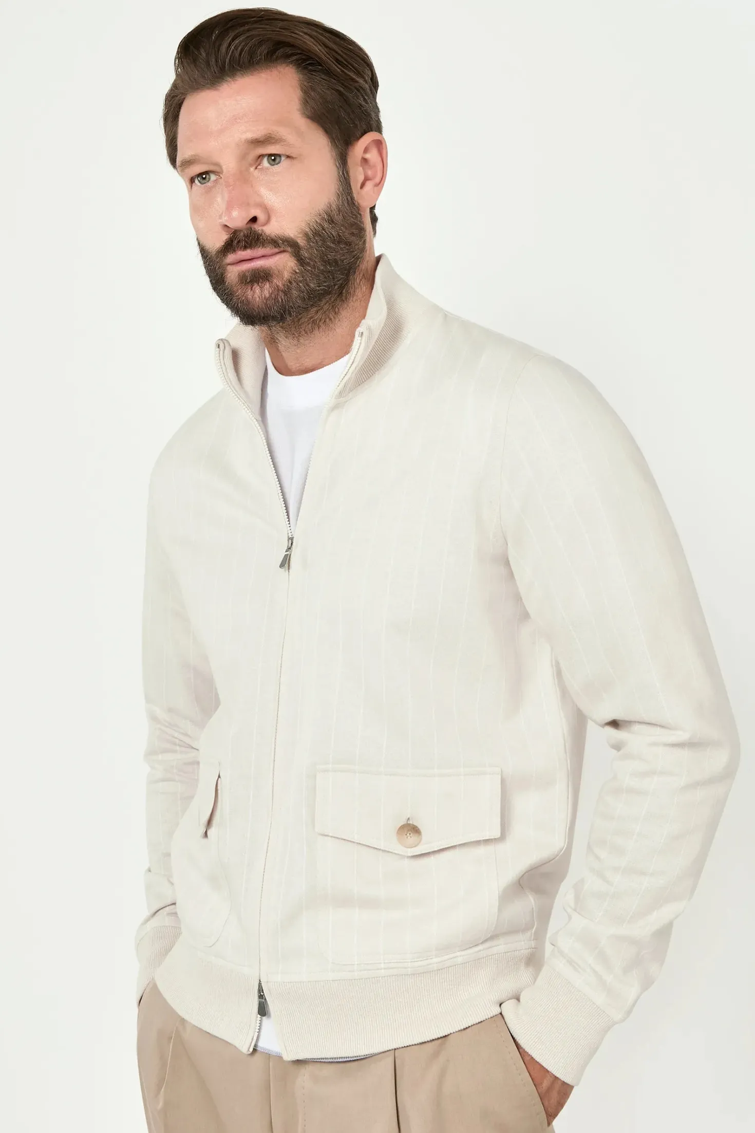 Bomber sable en jersey rayé - Made in Italy