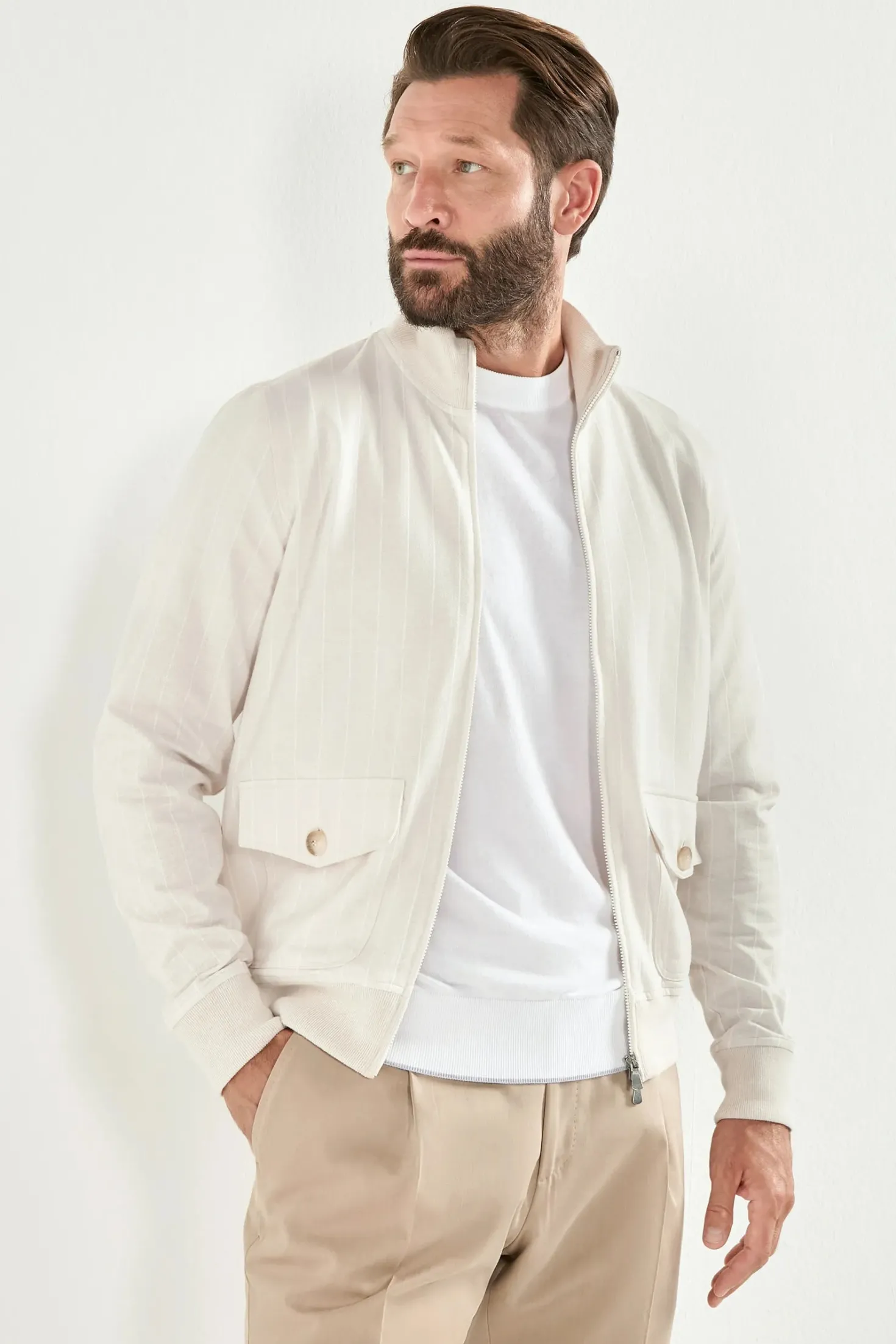 Bomber sable en jersey rayé - Made in Italy