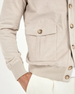 Bomber sable en maille et alcantara - Made in Italy