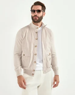 Bomber sable en maille et alcantara - Made in Italy