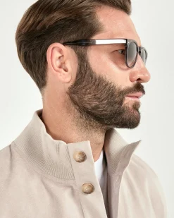 Bomber sable en maille et alcantara - Made in Italy