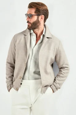 Bomber taupe en mélange de lin - Made in Italy