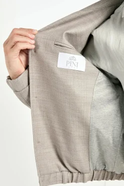 Bomber taupe en mélange de lin - Made in Italy