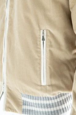 Bomber universitaire en velours côtelé beige - Made in Italy
