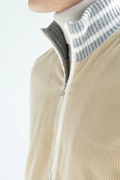 Bomber universitaire en velours côtelé beige - Made in Italy