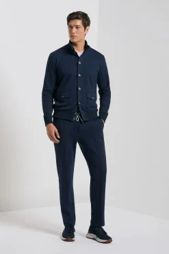 Cardigan en jersey bleu - Made in Italy