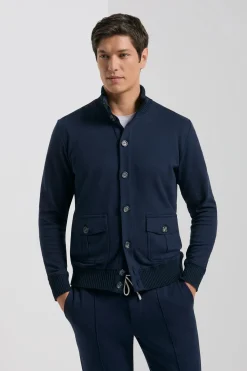 Cardigan en jersey bleu - Made in Italy
