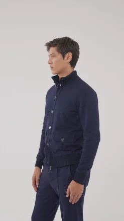 Cardigan en jersey bleu - Made in Italy