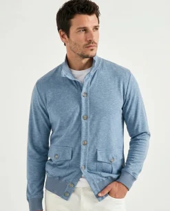 Cardigan en jersey bleu océan - Made in Italy