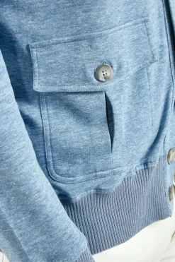 Cardigan en jersey bleu océan - Made in Italy