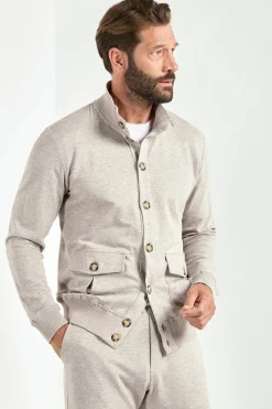 Cardigan en jersey taupe clair - Made in Italy