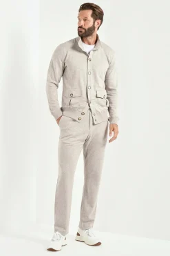 Cardigan en jersey taupe clair - Made in Italy