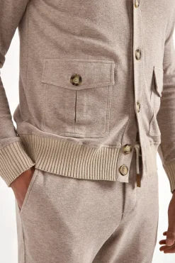 Cardigan en jersey taupe - Made in Italy