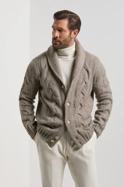 Cardigan en maille taupe - Made in Italy